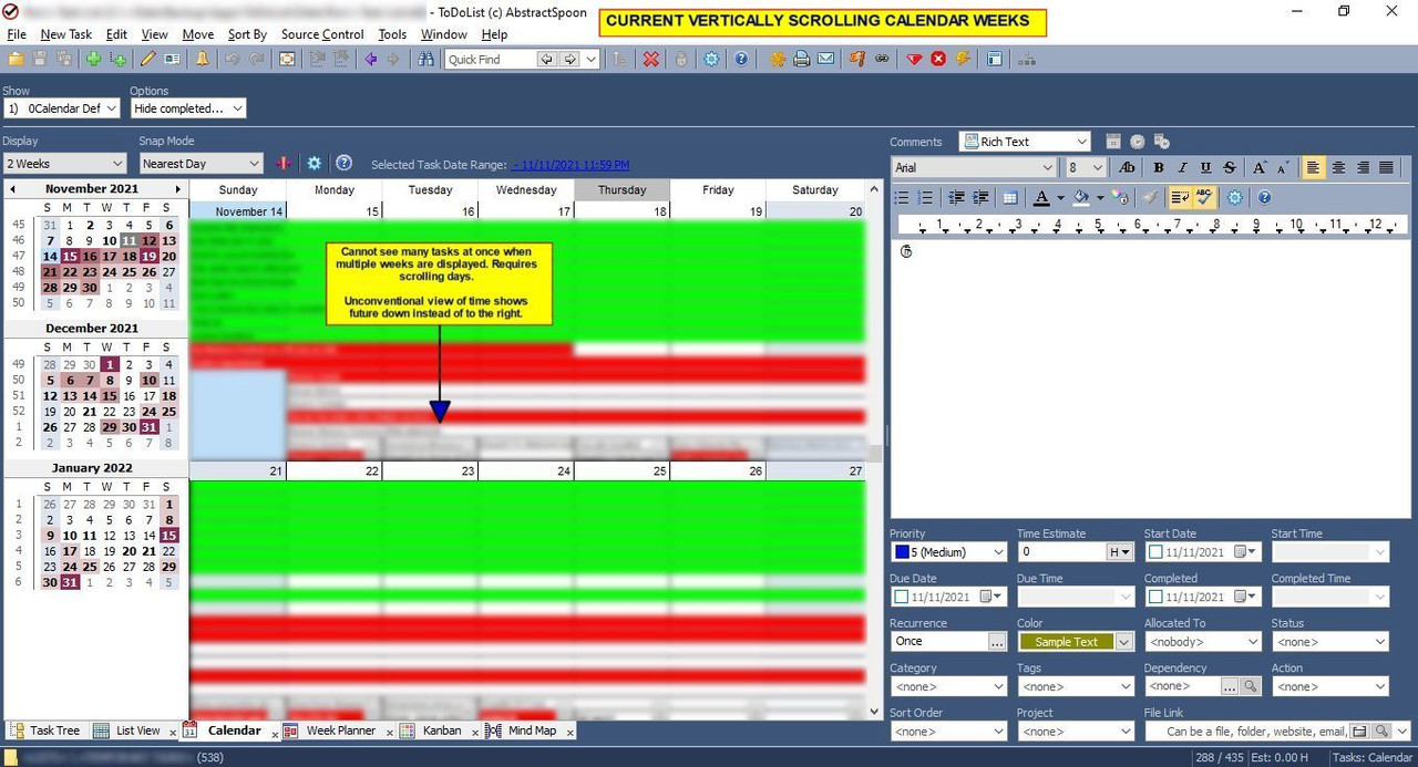1. Current Vertically Scrolling Calendar Weeks
