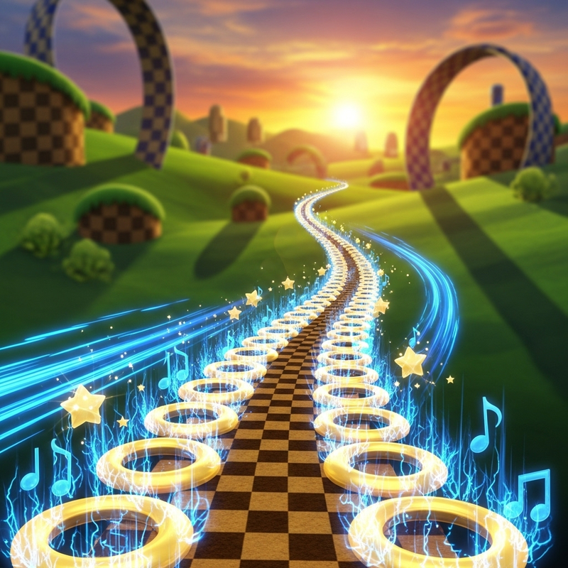 Sonic path running canvas animation