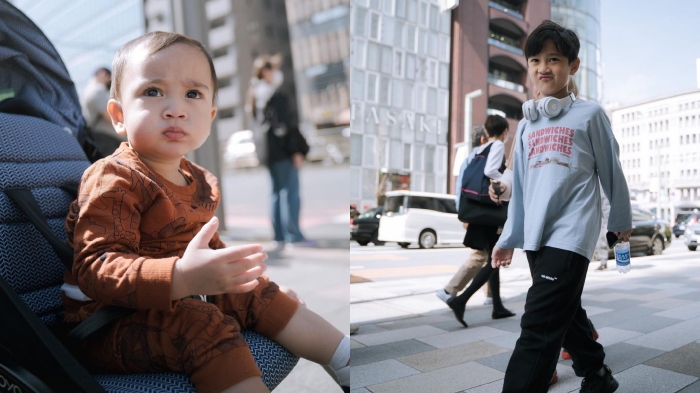 Potret momen menggemaskan Rafathar dan Rayyanza saat liburan ke Jepang.