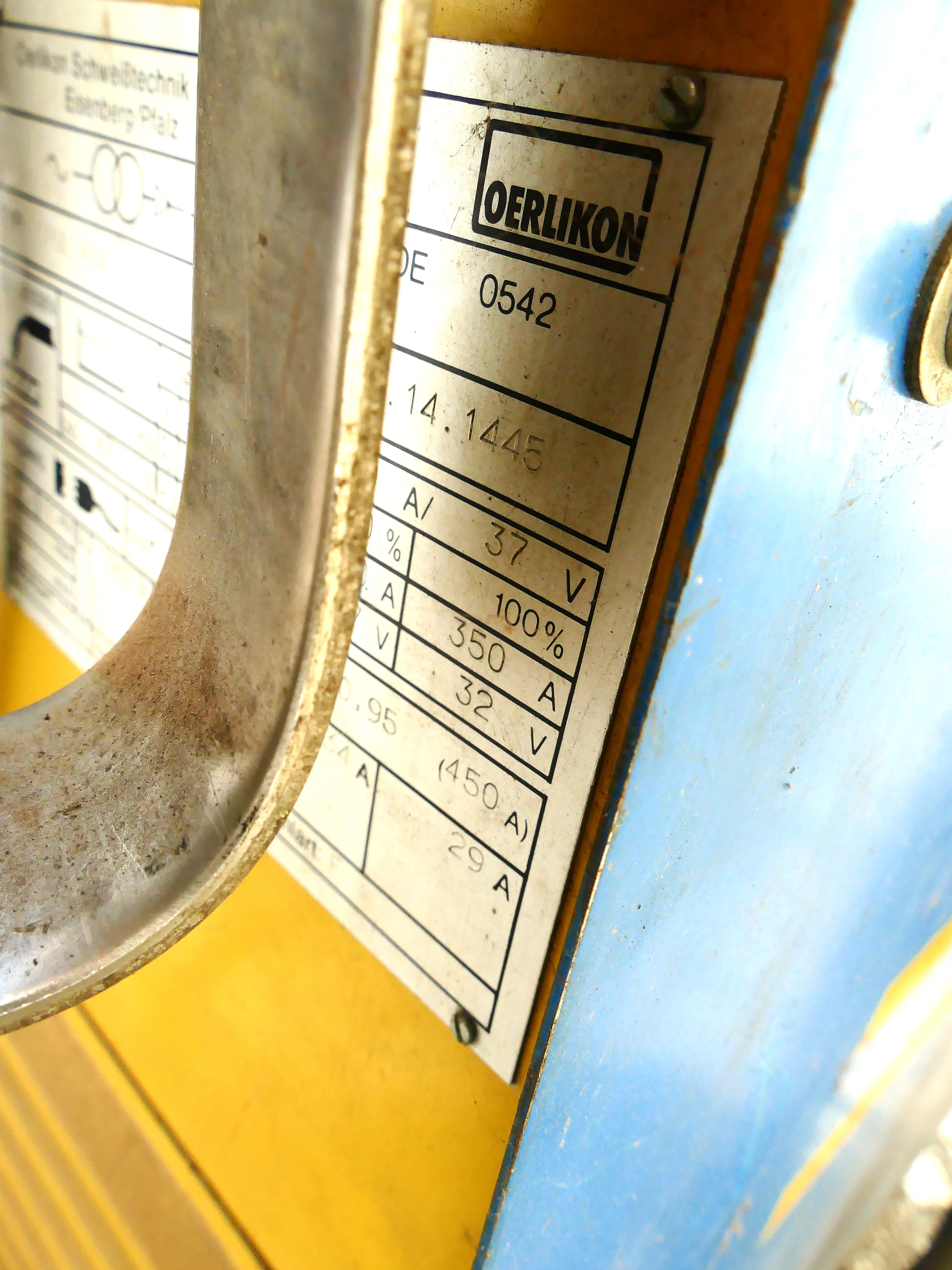 Oerlikon Typenschild CPGL 454 Detail