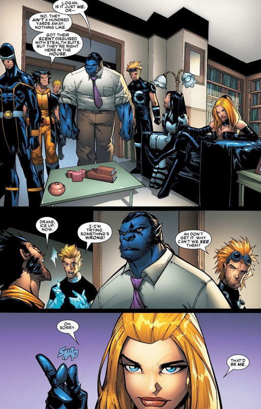 7080530-telepathic illusions- manages to fool beast, cyclops, and wolverine into thinking no one was
