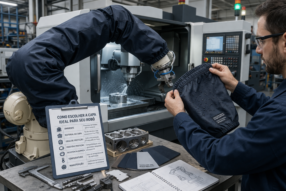 Protective cover for an industrial robot in a production environment