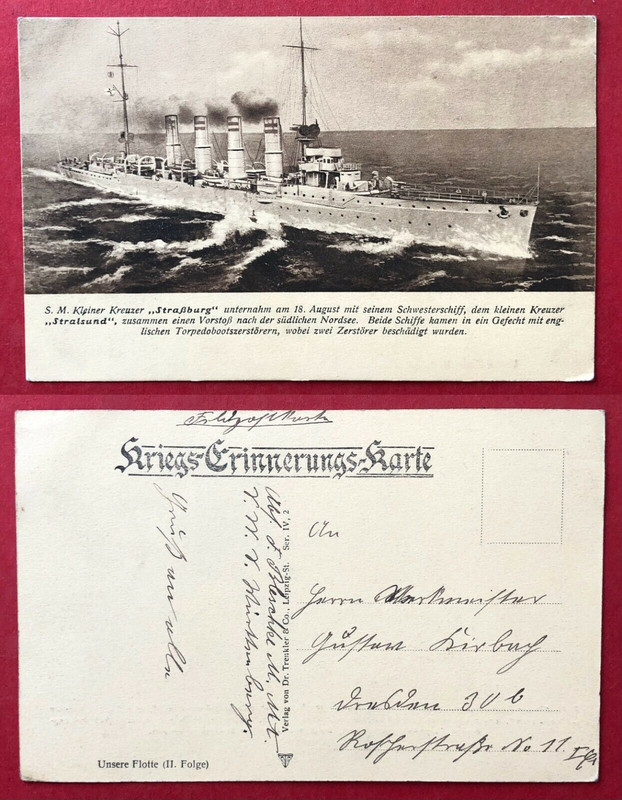 AK Kaiserliche Kriegsmarine 1. WK S. M. Kleiner Kreuzer Strassburg ( 97274