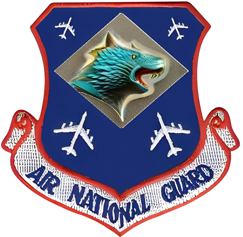 Missibizi Airfield Air National Guard Uniform emblem - a shield with the picutre of an animal head, half dragon and half panther