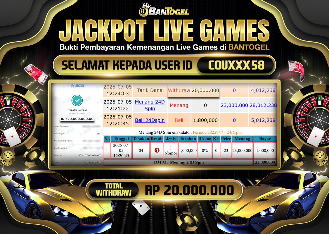 BUKTI JACKPOT LUNAS BANTOGEL