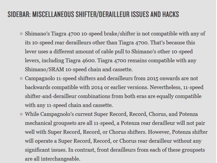 Campy shifter compatabilty