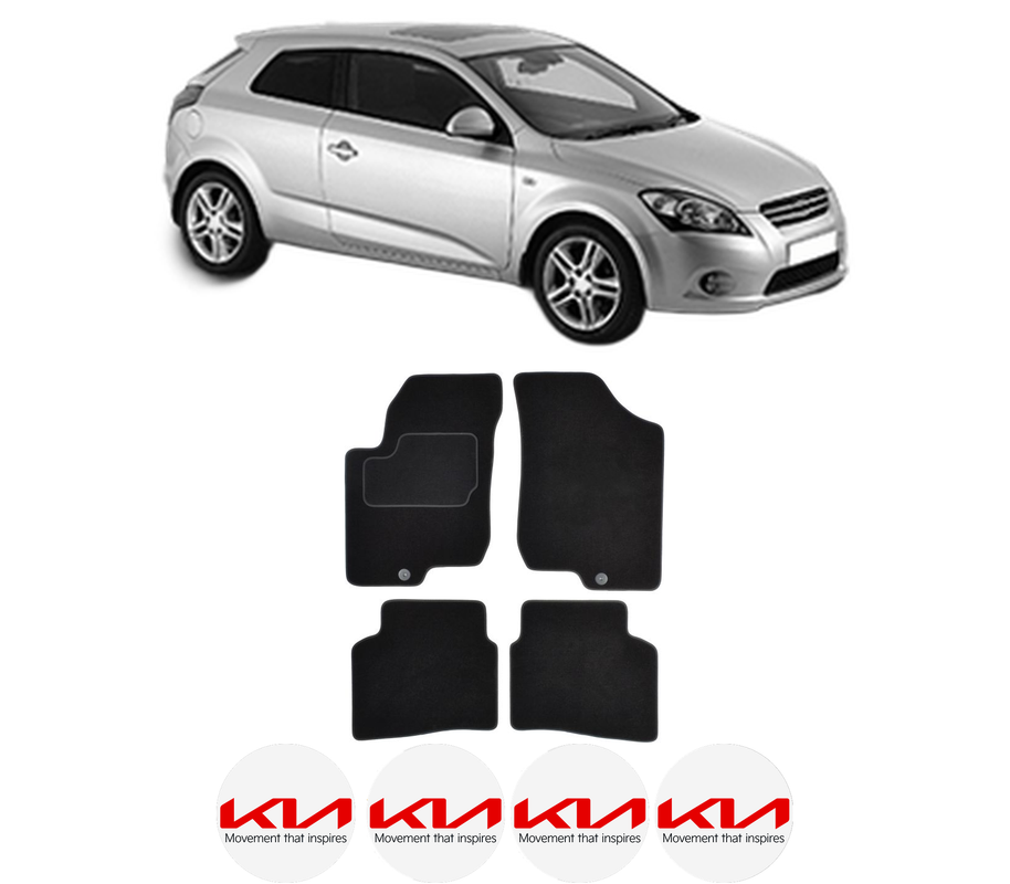 Set Covorase Presuri KIA PRO CEE'D (ED) din 2008-2013, Auto, Material Textil Mocheta, 4 Stickere auto cu KIA