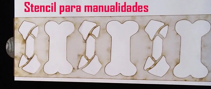 Stencil o plantilla forma de Huesos para artes y manualidades
