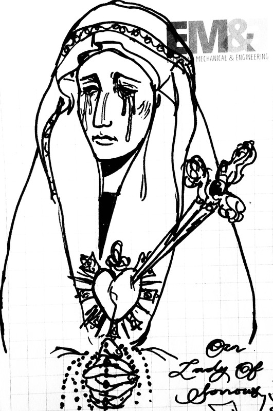Illustration of Our Lady Of Sorrows, Scanned pen on paper