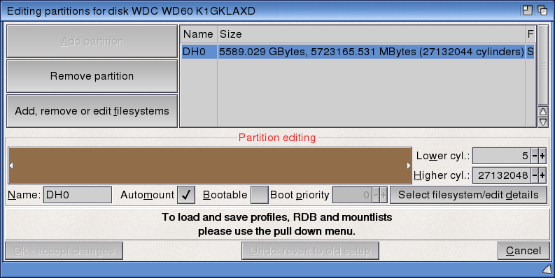Editing partitions for disk WDC WD60 K1GKLAXD        _003