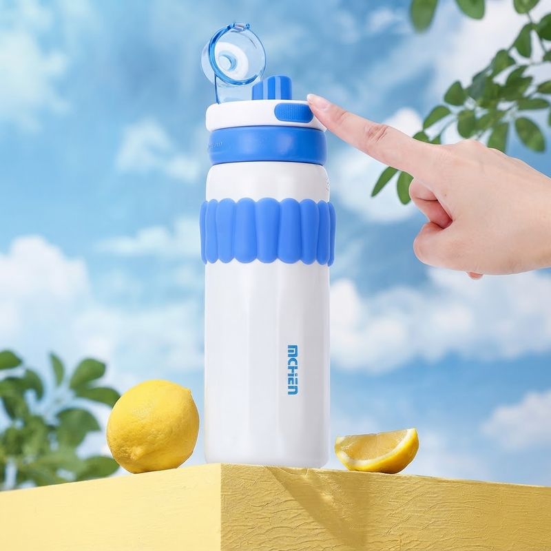 550ml SUS 316 Stainless Steel Water Bottle with Silicone Grip and Dual-Drinking Lid