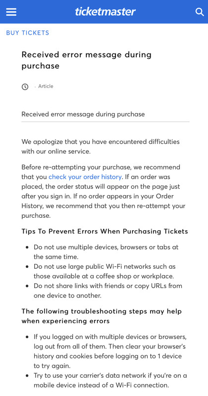 The Devil Wears Prada Tickets (Ticketmaster issue?)