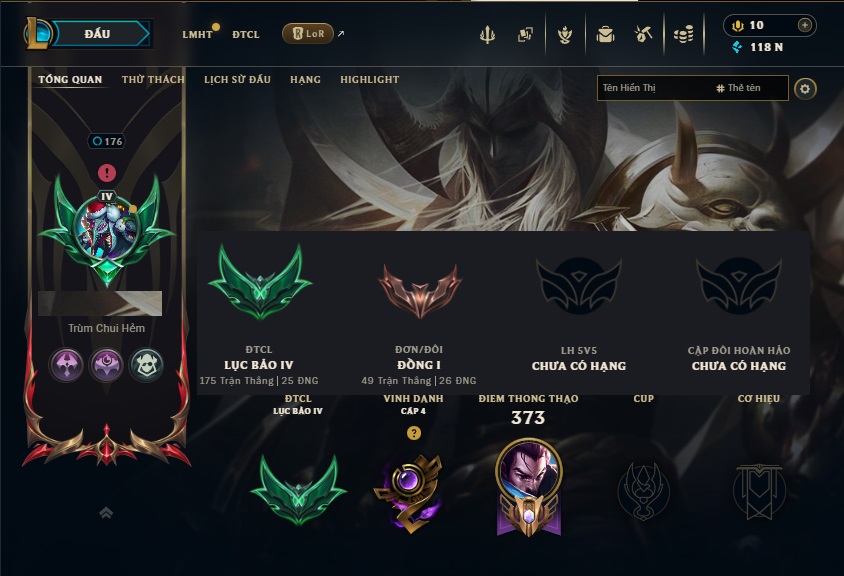 Acc LMHT # - Không Khung