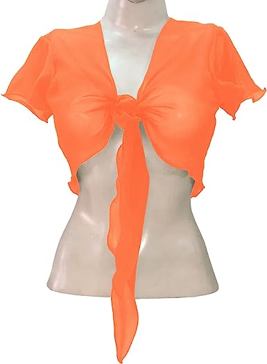 Women's Chiffon Choli Blouse Short Sleeve Tie Crop Top Shrug Belly Dance Gypsy - Bild 23 von 63