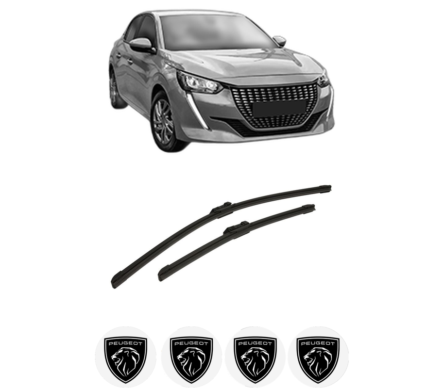 Set stergatoare auto PEUGEOT 208 II (UB_, UP_, UW_, UJ_) din 2019-2023, pentru parbriz auto, 2 bucati, Bosch Aerotwin, din cauciuc siliconat rezistent, 4 Stickere Auto PEUGEOT