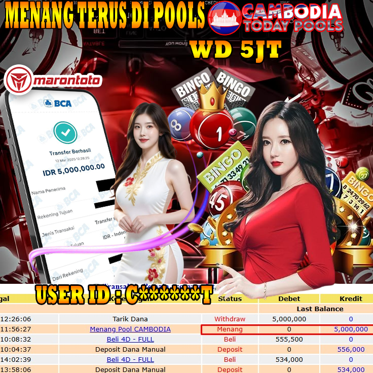 Bukti Kemenangan Member Marontoto Sebesar 5,000,000 JuTa