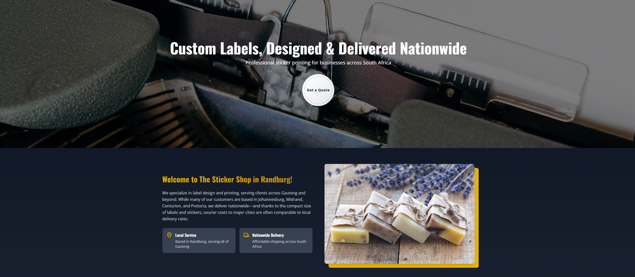 The Sticker Shop custom stickers and labels website designed by Lumberjack Creative Studio