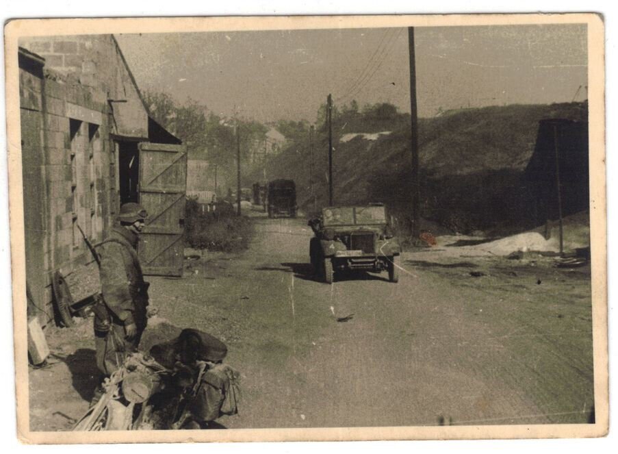 Org.Foto, WH Vormarsch Kradmelder Krad Motorrad Technik Sdkfz PKW, Ostfront, 2WK