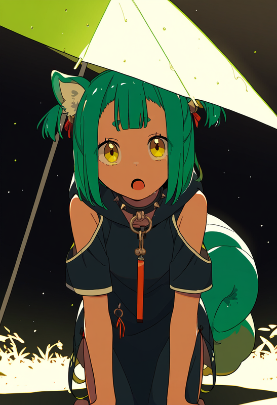 1girl, straight-on, cowboy shot, squirrel ears, squirrel tail, amber eyes, solid s-2994312742