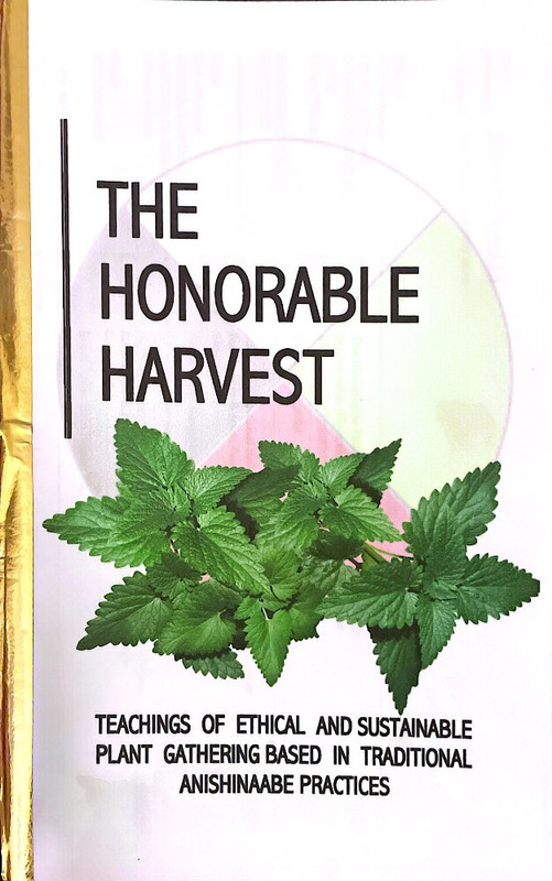 The cover of a zine titled The Honorable Harvest: Teachings of Ethical and Sustainable Plant Gathering Based in Traditional Anishinaabe Practices