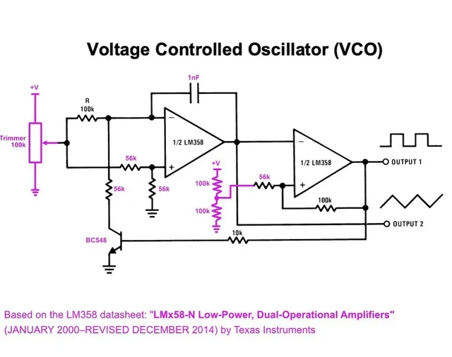 Marked Up LM358 VCO