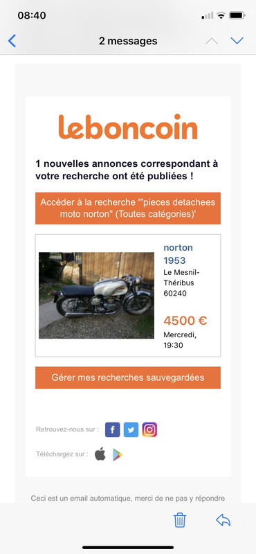 pieces detachees moto norton (Toutes categories)  1 nouveau resu