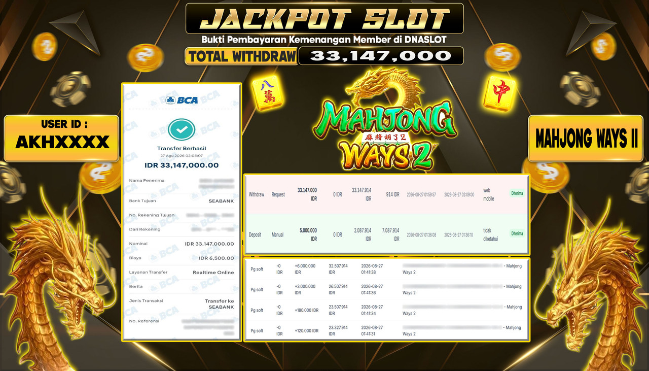 JACKPOT SLOT MAHJONG WAYS 2  27 AGUSTUS 2026