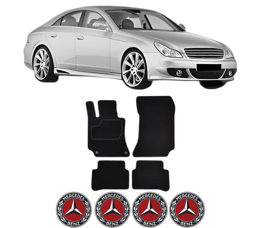 Set Covorase Presuri MERCEDES-BENZ CLS (C219) din 2004-2010, Auto, Material Textil Mocheta, 4 Stickere auto cu MERCEDES-BENZ