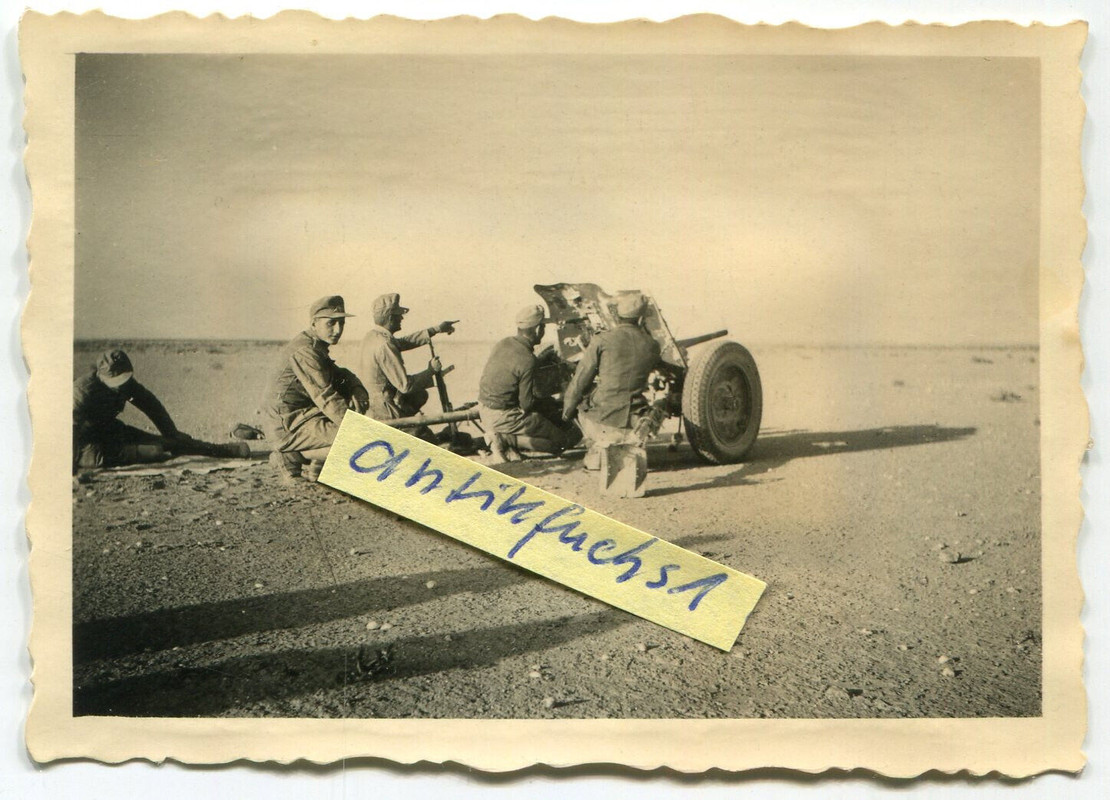 Panzerjäger des Afrikakorps mit Pak-Geschütz in Afrika im 2.WK