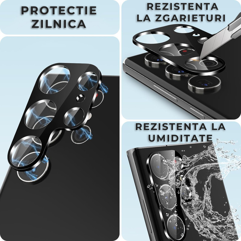 Folie camera pentru Samsung S24 Ultra DaDen® din sticla, S+ Full Cover, Protectie Profesionala, Ultra Rezistenta, Calitate Premium, Negru 71 VT9o 4r L AC SL1500