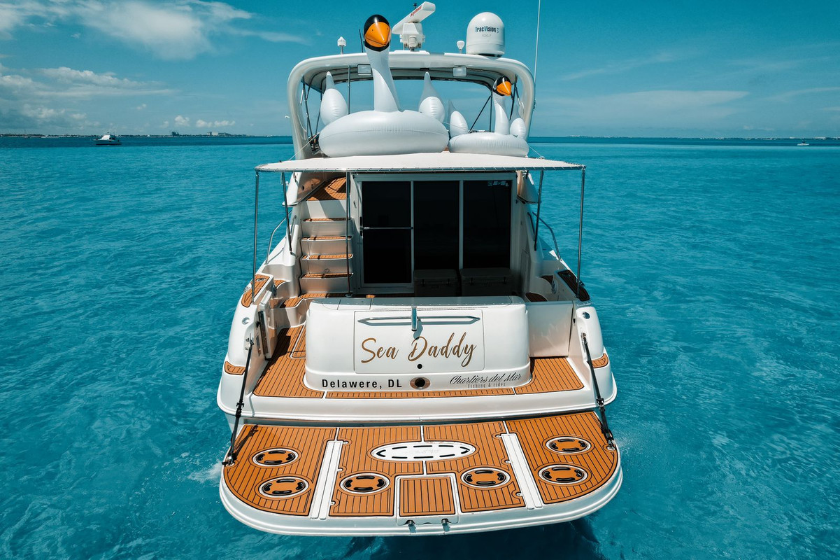 Sea Daddy 50 ft yacht charter Cancun - Interior view showing luxury amenities and comfortable seating for 22 guests
