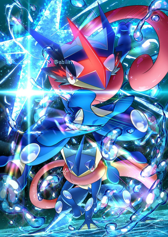 greninja-and-ash-greninja-pokemon-drawn-