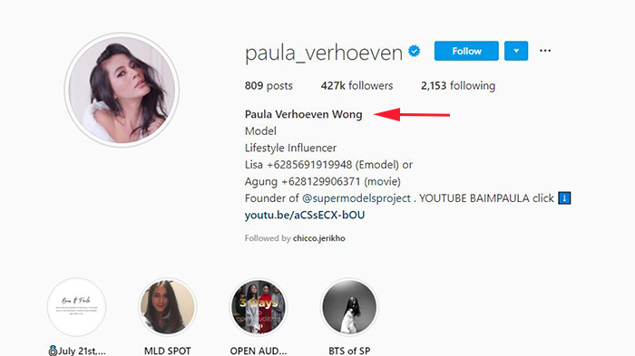 Akun Instagram Paula