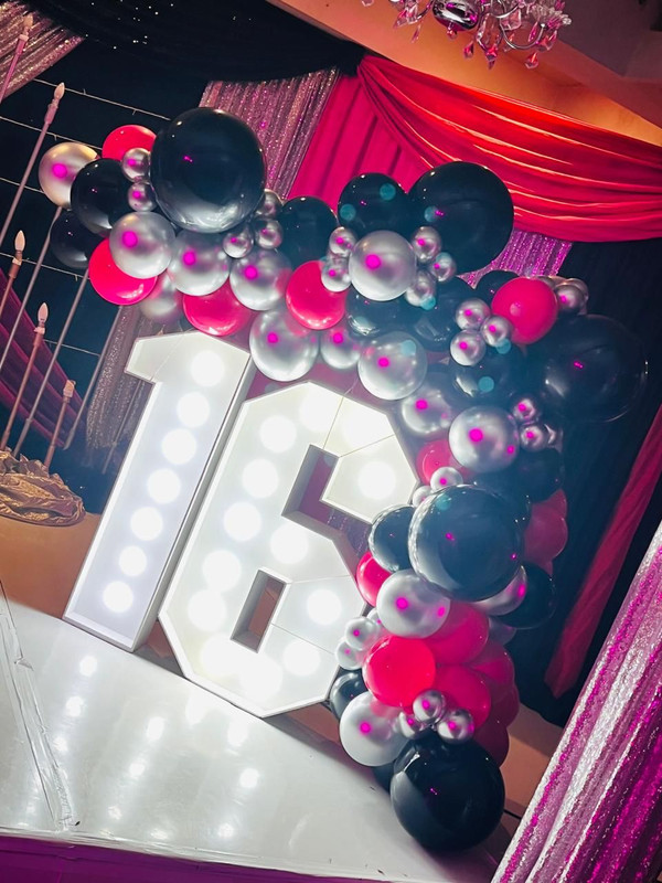 Giant light-up number 21 for a birthday party