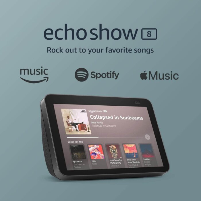 Amazon Echo Show 8 (2da Gen) mostrando información en su pantalla HD.