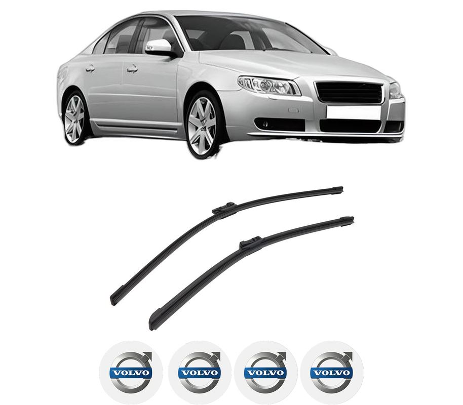 Set stergatoare auto VOLVO S80 II (124) din 2006-2016, pentru parbriz auto, 2 bucati, Bosch Aerotwin, din cauciuc siliconat rezistent, 4 Stickere Auto VOLVO