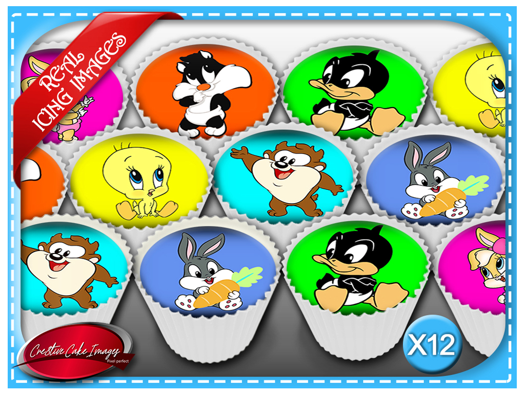 12 Baby Looney Tunes Cupcake Toppers Edible Icing Image Birthday