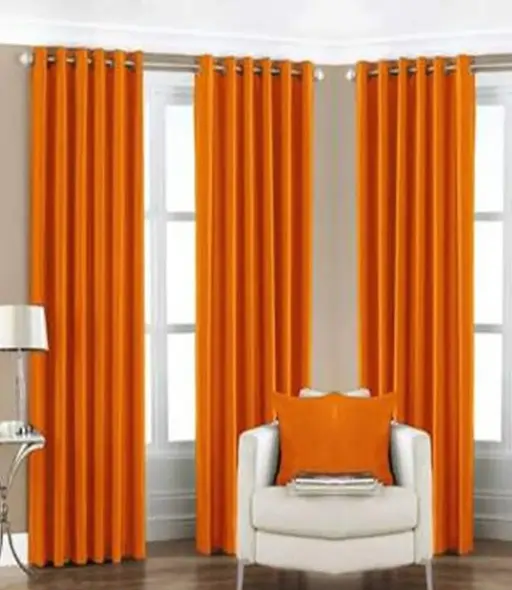 RICHLINEN Attractive Plain Crush Curtain For Door & Window ,Orange (Pack of 3pcs) (R701)