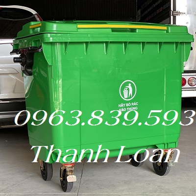 Thùng ác nhựa công cộng, xe thu gom rác đô thị lớn chất lượng tốt 0963.839.593 Loan Thung-rac-660l-4-banh-xe-thung-rac-cong-cong-660-L-xanh-la