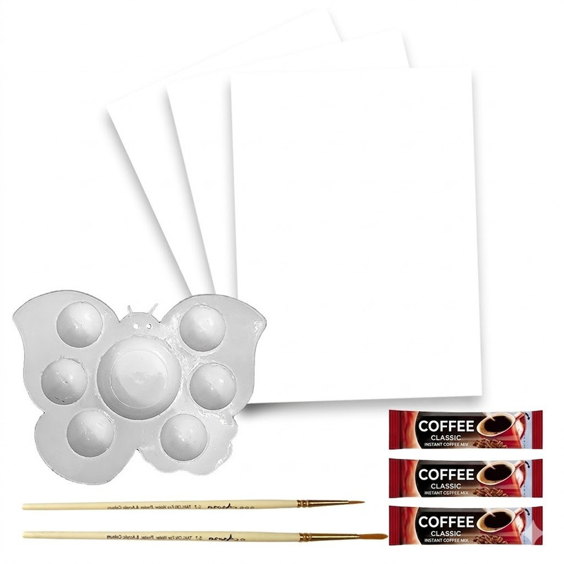 Coffee Painting on Square Coasters DIY Kit 