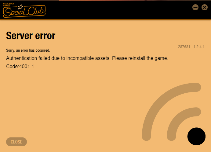 error code 4001.1 cannot launch due to assets Grand Theft Auto V General Discussions