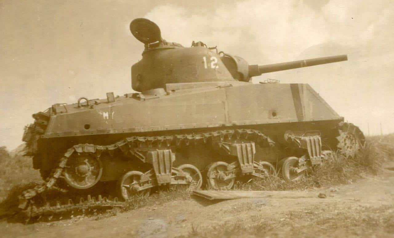Knocked out U.S. Marine M-4A3 tank ~ 75mm