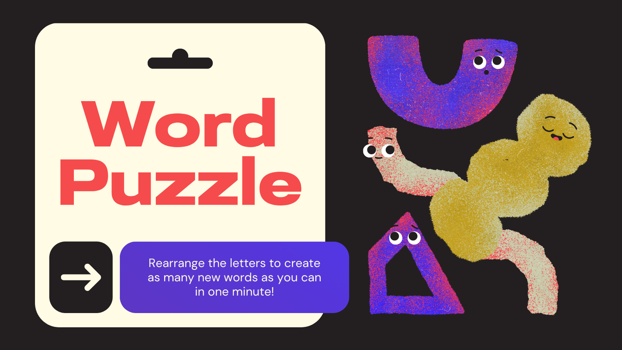 Black Colorful Illustrative Word Puzzle Game Presentation
