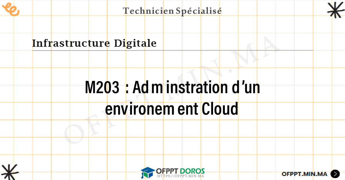 Sommaire détaillé du cours Adminstration d’un environement Cloud M203 OFPPT - Structure du module