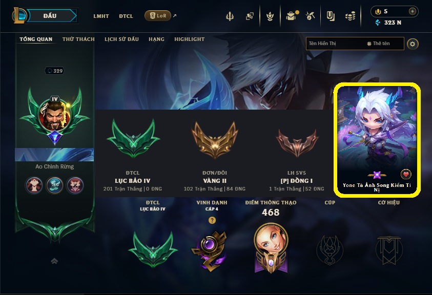 Acc LMHT # - Khung Vàng