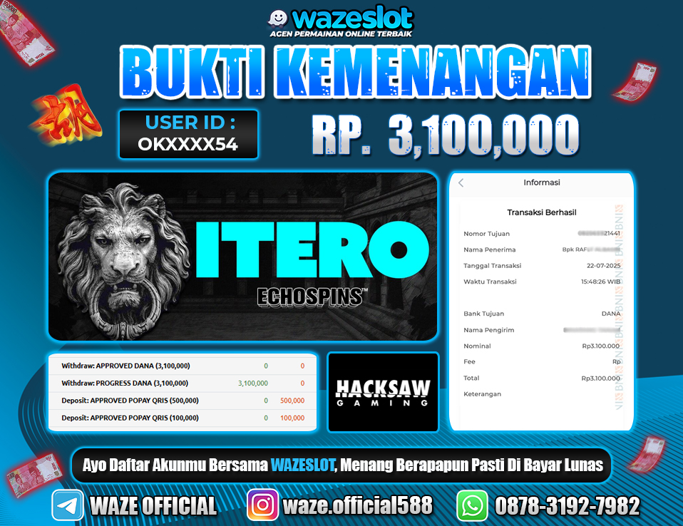 BUKTI KEMENANGAN 22 JULI 2025 GAME ITERO