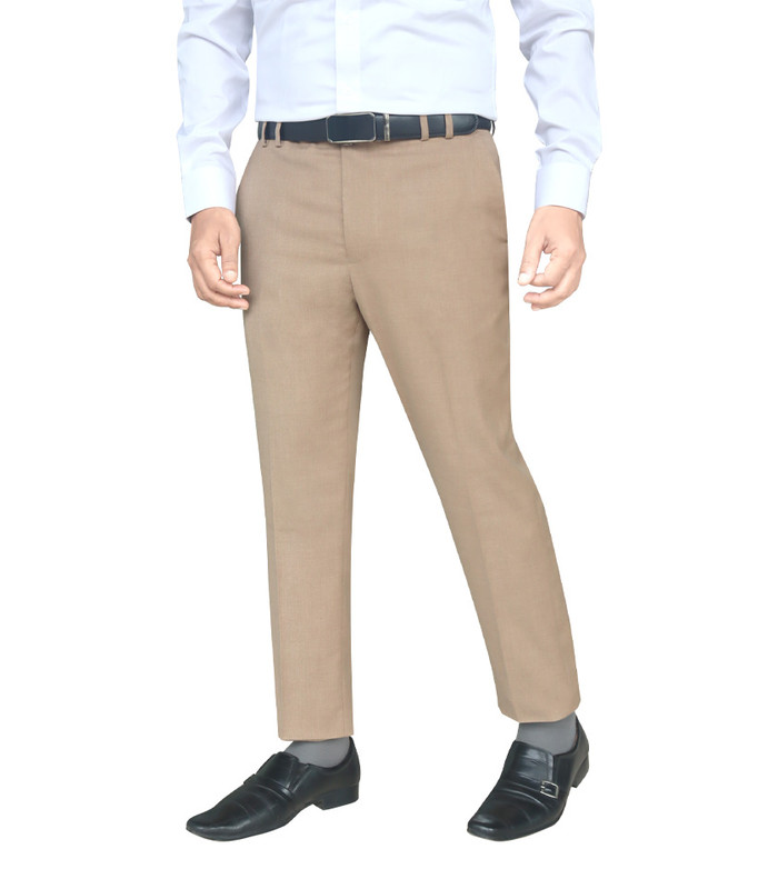 Men’s Trouser Formal Slim Fit Plain Front Cross Pocket Color: 890 Online (24. Brown)