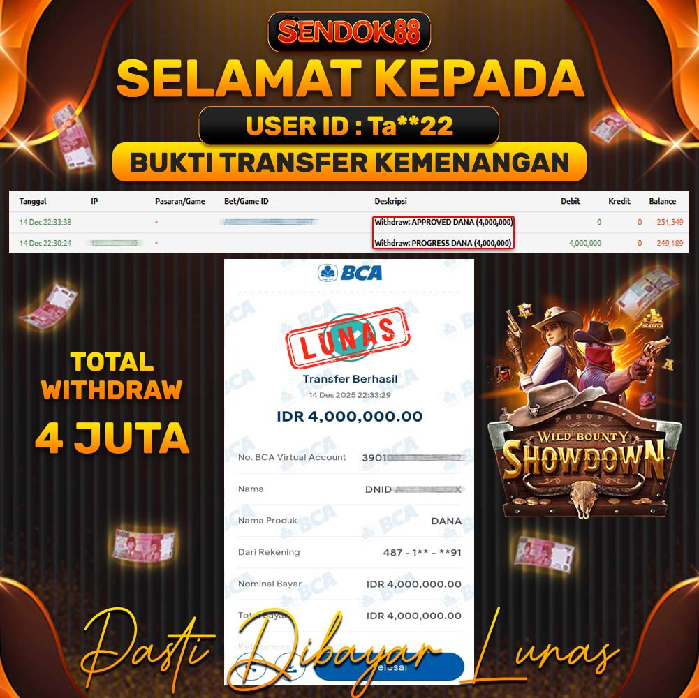 SENDOK88 JEPE! WILD BOUNTY SHOWDOWN Rp 4.000.000,- LUNAS!