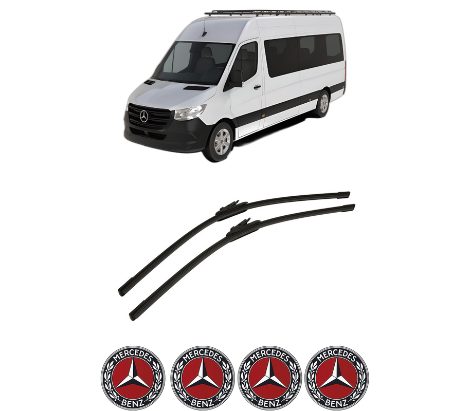 Set stergatoare auto MERCEDES-BENZ SPRINTER 5-t Bus (B906) din 2009-2018, pentru parbriz auto, 2 bucati, Bosch Aerotwin, din cauciuc siliconat rezistent, 4 Stickere Auto MERCEDES-BENZ