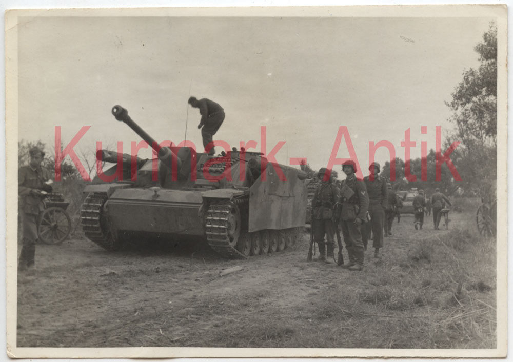 Foto Wehrmacht Panzer Stug Sturmgeschütz Seitenschürze camo TARN